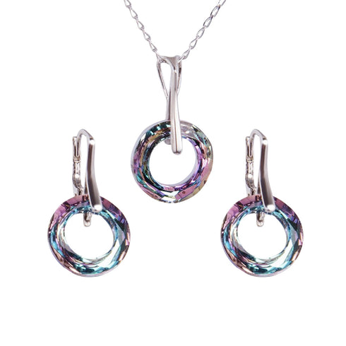 Sudraba komplekts "Cosmic Ring (Vitrail Light)" ar Swarovski™ kristāliem